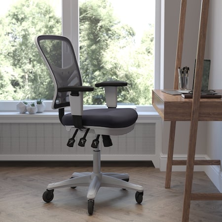 Flash Furniture Dark Gray Mesh Multifunction Chair - Roller Wheels HL-0001-WH-DKGY-RLB-GG
